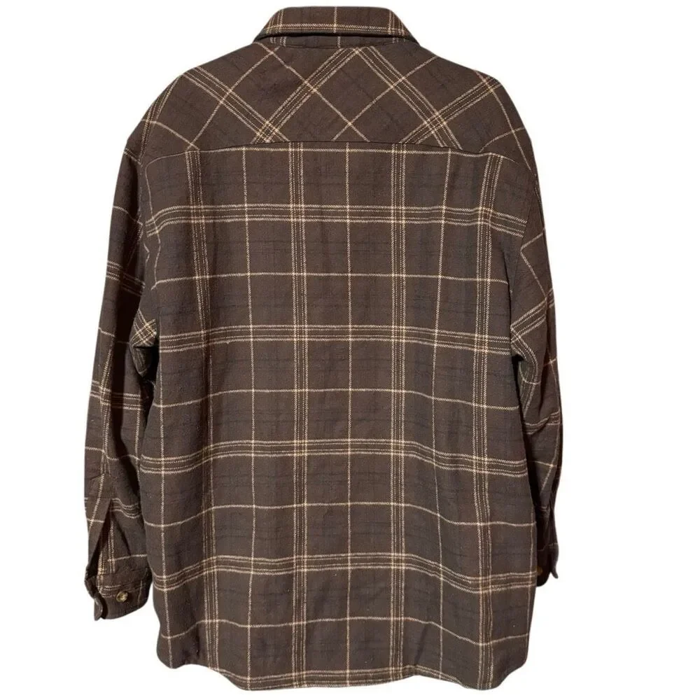 Levi Strauss & Co Brown Workwear Quilted Insulated Lined Flannel Shirt Jacket Me
